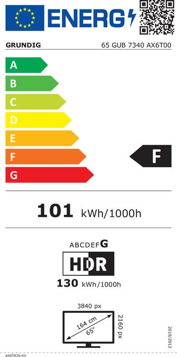 Energie-Label Grundig 65GUB7340 (65", LED, 4K)