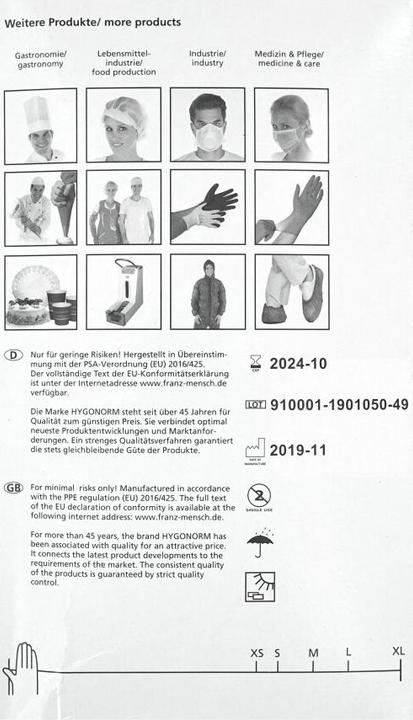 Actual product image 3A Hygonorm Allfood Safe Nitrile, 250 pieces, size XL, white (XL)