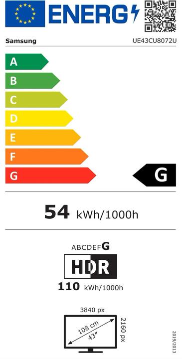 Energie-Label Samsung UE43DU8072U (43", LED, 4K, 2024)