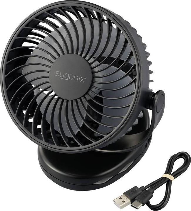 Produktbild Sygonix Akku-Ventilator 4 W Schwarz (55 dB)