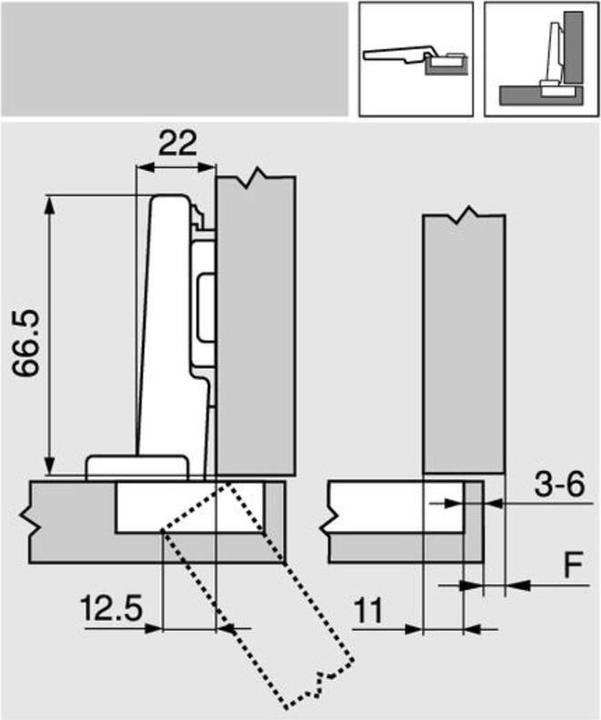 Image du produit Blum CLIP top 120° charnière d'angle pour porte relevante pliante AVENTOS HF /