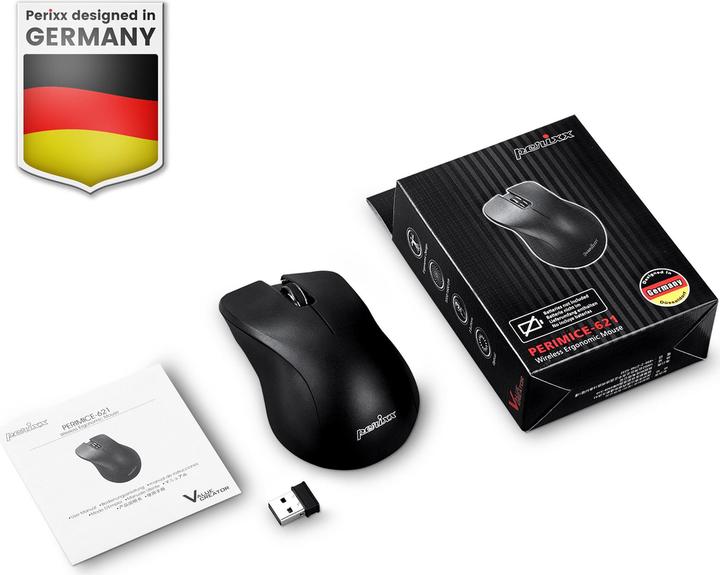 Produktbild Perixx PERIMICE-621 B, Kabellose Maus mit geräuschlosen Klicks und Ergo Design (Kabellos)