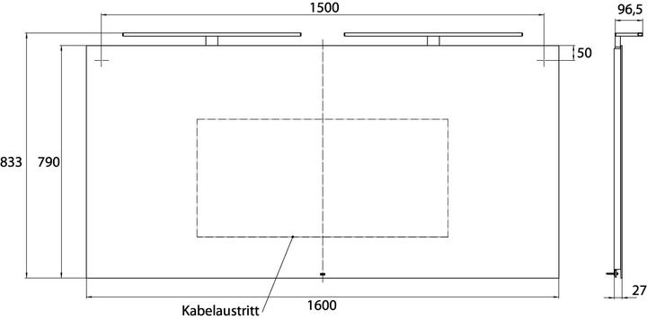 Produktbild Emco mee LED-Lichtspiegel, zwei Aufsatzleuchten, 1600 x 790 mm, 449600007