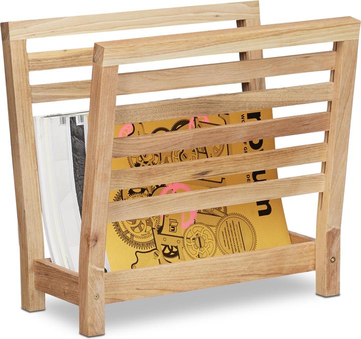 Relaxdays Newspaper rack walnut (26.5 x 40 x 38.5 cm)