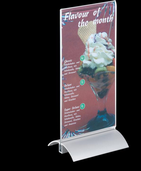 Actual product image Durable Table stand, acrylic with aluminium base (DL)