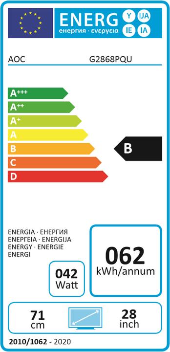 Energy Label AOC G2868PQU (3840 x 2160 Pixels, 28")