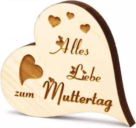 ZNatur Zirben Holz Herz Geschenk Deko mit Gravur Zum Muttertag No.60
