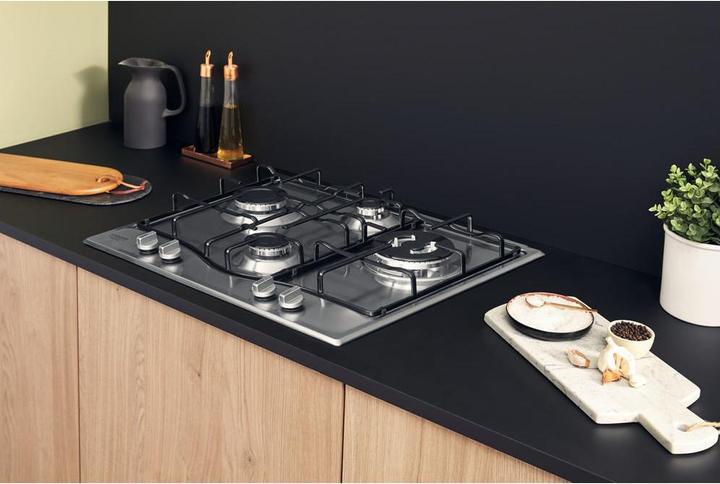 Actual product image Hotpoint PCN 642 T/IX/HAR Stainless steel Built-in hob 60 cm Gas 4 Cooker(s)