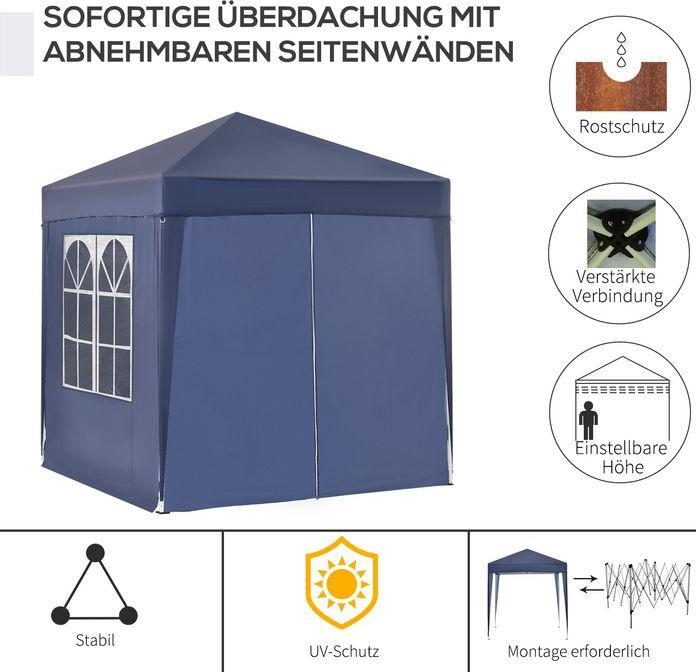 Produktbild Swisshandel24 Faltpavillon 2x2m 4 Seitenwände mit Fenster Tür mit Reissverschlus inkl. Heringe Abspannseile Metall (200 cm, 200 cm)