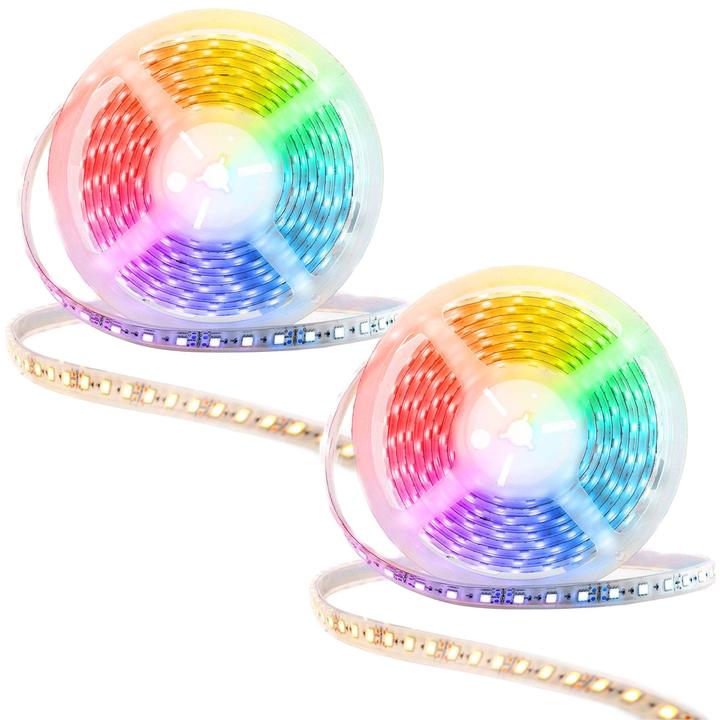 Immagine prodotto Nedis Set di 2 strisce LED con controllo tramite app, bianco caldo/bianco freddo/RGB 5m (RGB, Bianco freddo, Bianco caldo, 50 cm, Interno)