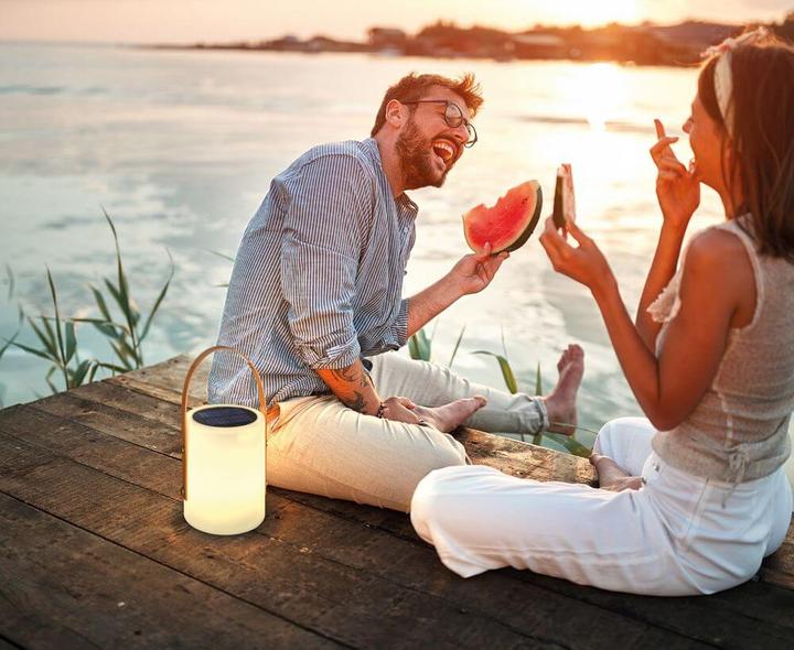 Actual product image FHL easy FHL Bari LED SOLAR outdoor table lamp, outdoor lamp with rechargeable battery 0.5W warm white RGB