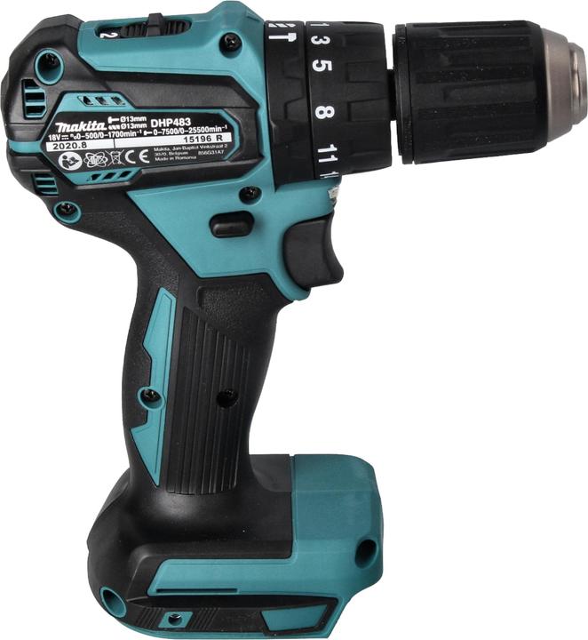 Actual product image Makita DHP 483 SFJ-R Cordless impact drill 18V 40Nm + 2x rechargeable battery 3.0 Ah + charger + RHINO (Rechargeable battery operated)