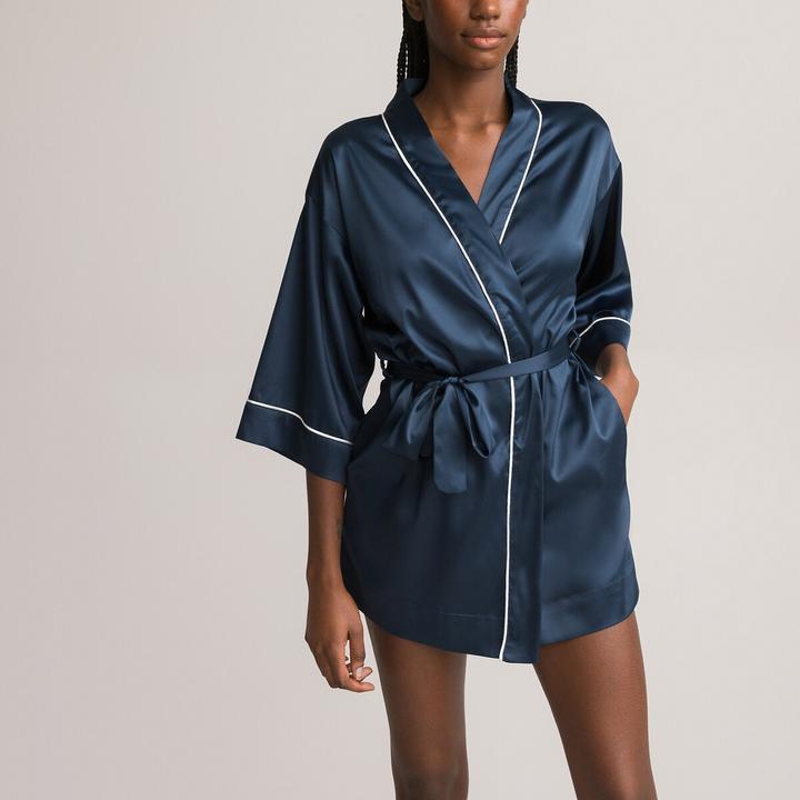 Actual product image La Redoute Collections Satin kimono with 3/4 sleeves (42)