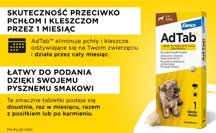 Produktbild Elanco AdTab Floh- und Zeckentabletten für Hund (>5 5-11 kg) - 1x 225mg (1 Stk., 0.23 g)