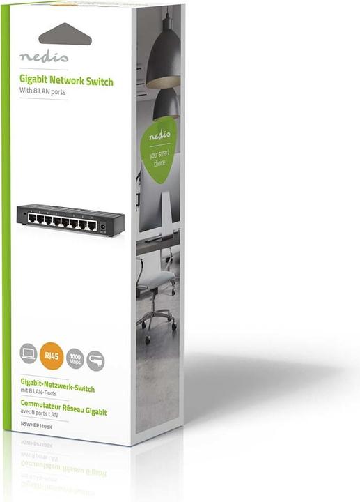 Image du produit Nedis Commutateur réseau | Vitesse filaire : Gigabit | Nombre de ports Ethernet : 8 (8 Ports)