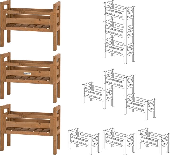 Actual product image Needs&Wants Multi-Pflanzenständer "Placy2" mit 3 Kästen, Fichte (braun)