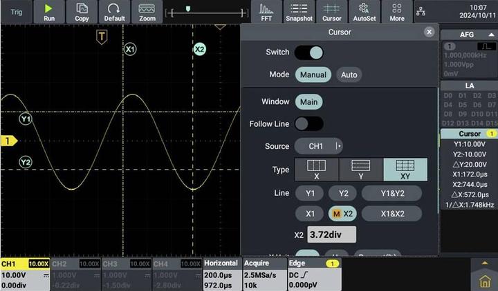Produktbild Voltcraft DOV1254F LA Digital-Oszilloskop 125 MHz 4-Kanal 1.25 GSa/s 100 Mpts 1 (CAT II)