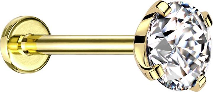 Produktbild Star Piercing Micro Labret Innengewinde rosegold Quadrat mit Kristallen silber (Chirurgenstahl 316L, Messing)