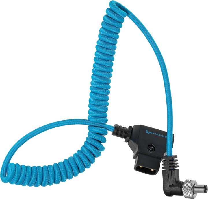 Actual product image Kondor Blue Coiled D-Tap to Locking DC 2.1MM Right Angle Cable (0.81 m)