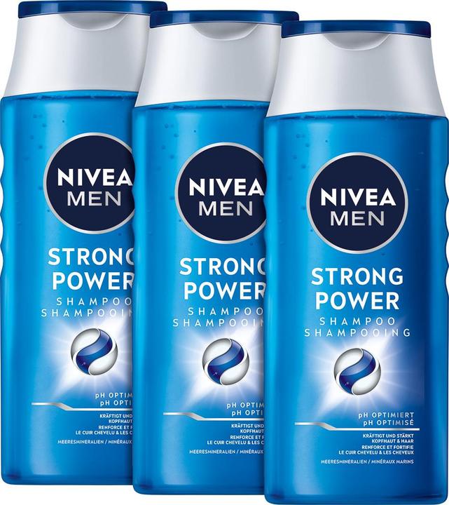 Produktbild NIVEA Strong Power pH-Optimal Shampoo Trio (750 ml, Flüssiges Shampoo)