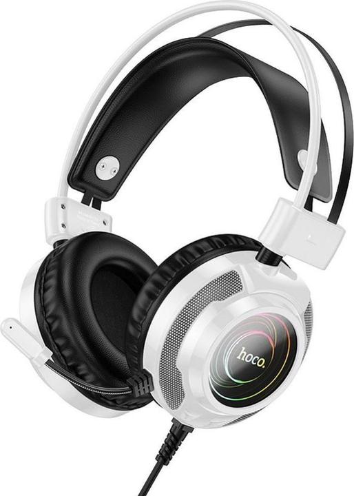 Hoco Wired headphones wire headphones USB A + Jack 3,5 mm with microphone gaming W110 2 m white (Cable)