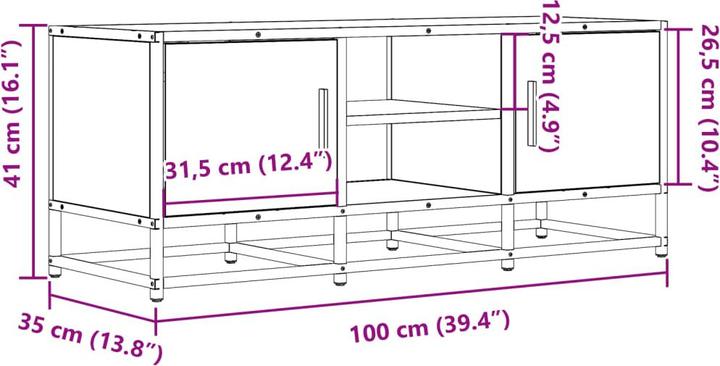 Image du produit VidaXL Armoire TV Lowboard Meuble TV Chêne Sonoma (100 x 35 x 41 cm)