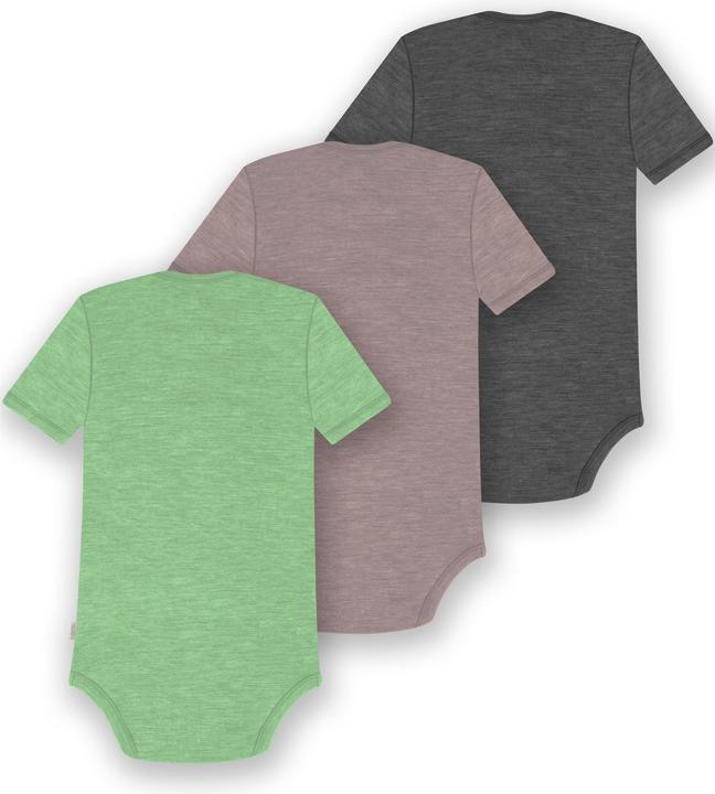 Actual product image Normani Set of 3 baby merino bodysuit short sleeves "Tauranga" - 9299 (80)