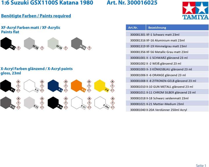 Actual product image Tamiya Suzuki GSX1100S Katana