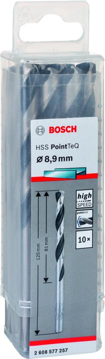 Immagine prodotto Bosch Professional Zubehör Trapano a rotazione per metallo HSS PointTeQ, DIN 338, 8,9 mm, confezione da 10 pz. (8,9 mm)
