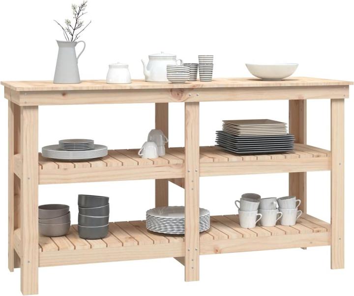 Actual product image VidaXL Werkbank Arbeitstisch Werkstatttisch Werktisch Tisch Massivholz Kiefer (142.50 cm, 50 cm)