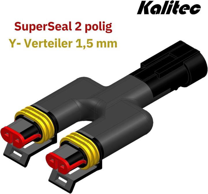 Produktbild Kalitec SuperSeal 2 polig Y- Verteiler 1,5 mm I Kfz Stecker 2-Wege I wasserdicht staubdicht IP69K I
