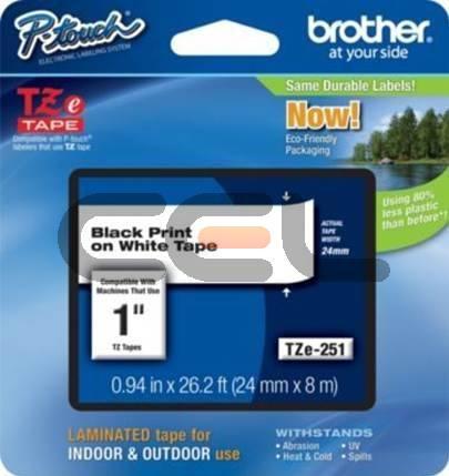 Produktbild Brother TZE-251CIV DirectLabel schwarz auf weiss Laminat 24mm x 8m Schwarz Weiss (2.40 cm, Schwarz)