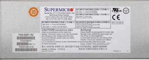 Immagine prodotto Supermicro PWS-920P-1R2, 920 W, 100 - 240 V, 50/60 Hz, 11 A, 5,5 A, Attivo (920 W)
