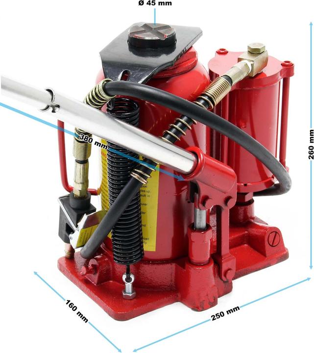 Produktbild Wiltec Hydraulischer Stempelwagenheber 20T pneumatisch Flaschenwagenheber