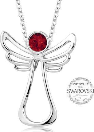 Levien Red Crystal Guardian Angel Necklace (L)