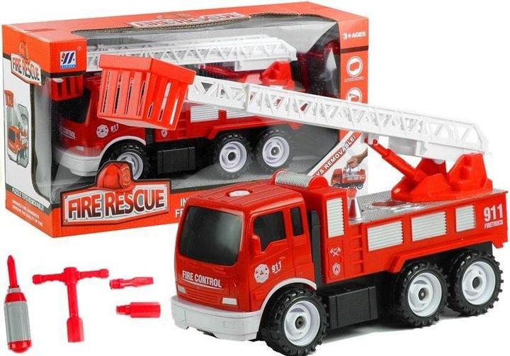 Produktbild Lean Toys Fire truck with ladder + tools for dismantling