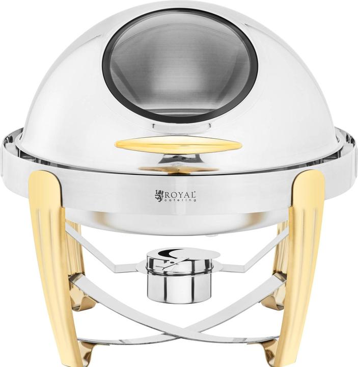 Produktbild Royal Catering Chafing Dish Warmhaltebehälter Rechaud Wärmebehälter rund Goldakzente 6 L