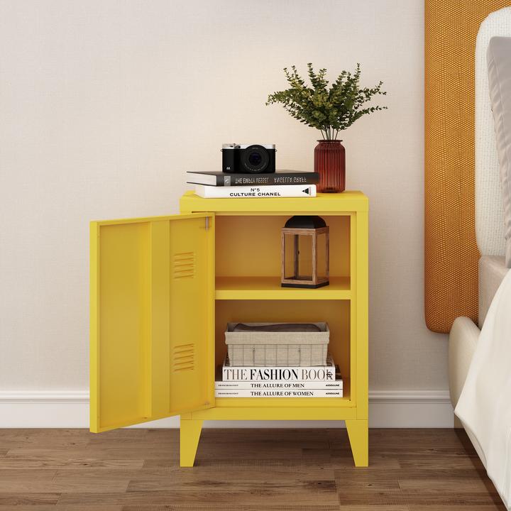 Produktbild En.Casa Nachtschrank Inari Türgriff rechts Stahl Gelb