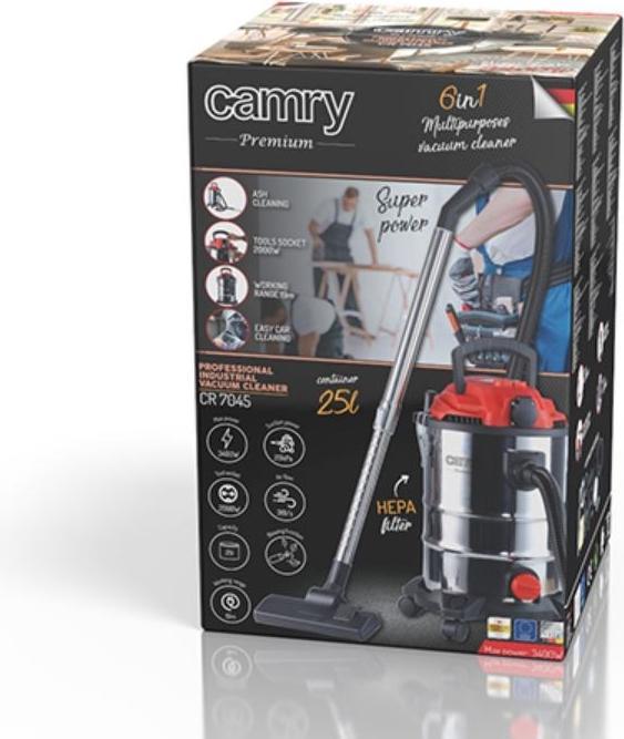 Actual product image Camry CR 7045 industrial vacuum cleaner stainless steel