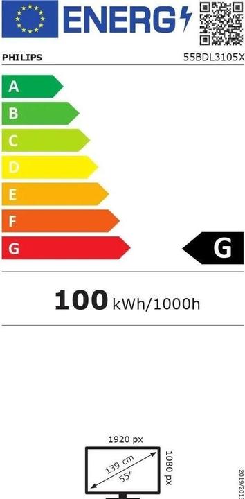 Label énergétique Philips 55BDL3105X (1920 x 1080 pixels, 55")