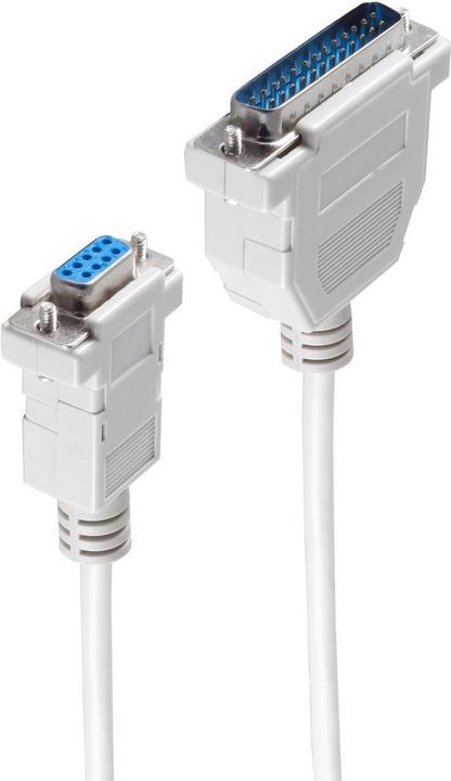 Actual product image Shiverpeaks ®-BASIC-S--Modem cable, 9-pin Sub D female connector to 25-pin Sub D male connector, modem diagram