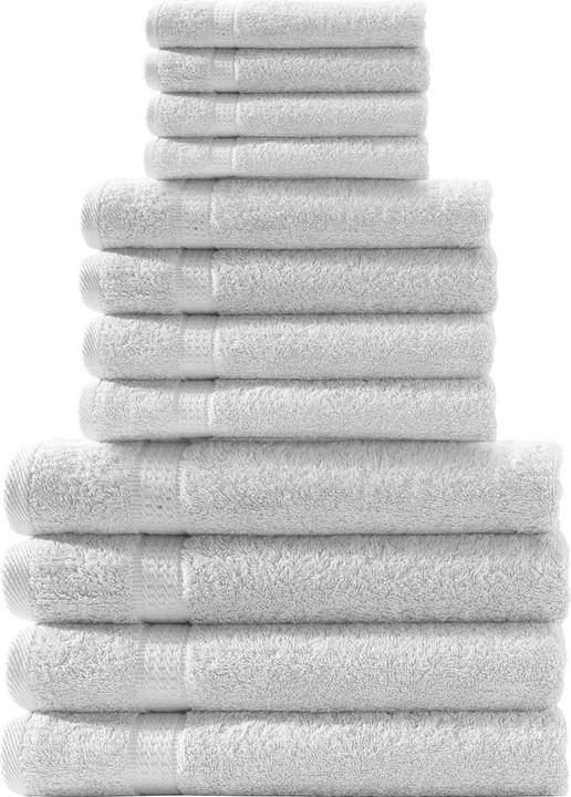 Immagine prodotto Casativo Set di asciugamani da 12 pezzi in 100% cotone, bianco (50 x 100 cm, 70 x 140 cm, 30 x 50 cm)