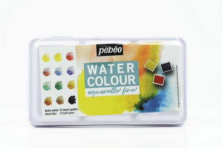Image du produit Pebeo aquarelle Fine Boite Pocket metal 12 demi godets