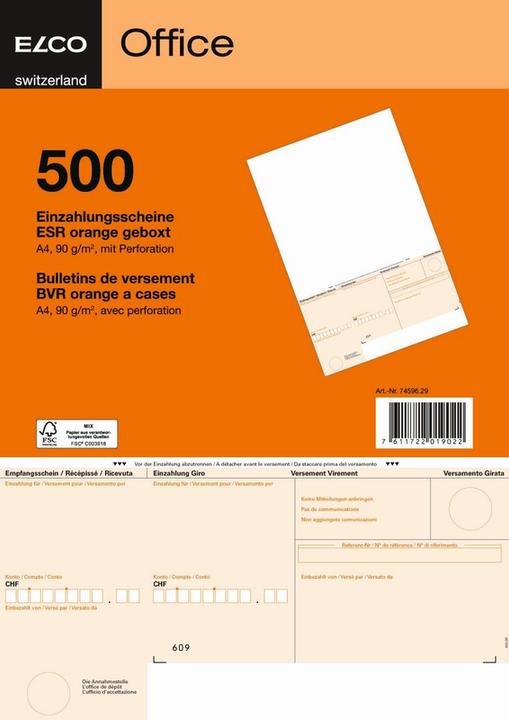 Produktbild Elco Einzahlungsschein A4 (500 x)