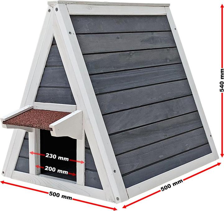 Immagine prodotto Wiltec Casetta per gatti in legno resistente alle intemperie 51 x 50,5 x 48,5 cm per uso interno ed (Gatto)