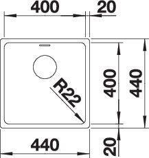 Productafbeelding Blanco Andano 400-U (Onderbouw gootsteen, 44 cm, 44 cm)