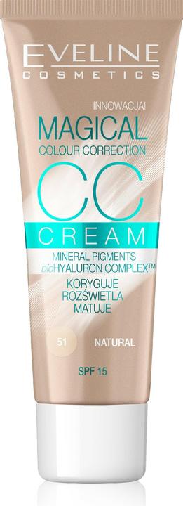 Actual product image Eveline Magic Colour Correcting CC Cream SPF15 Multifunctional Foundation 51 Natural 30ml (51 Natural)