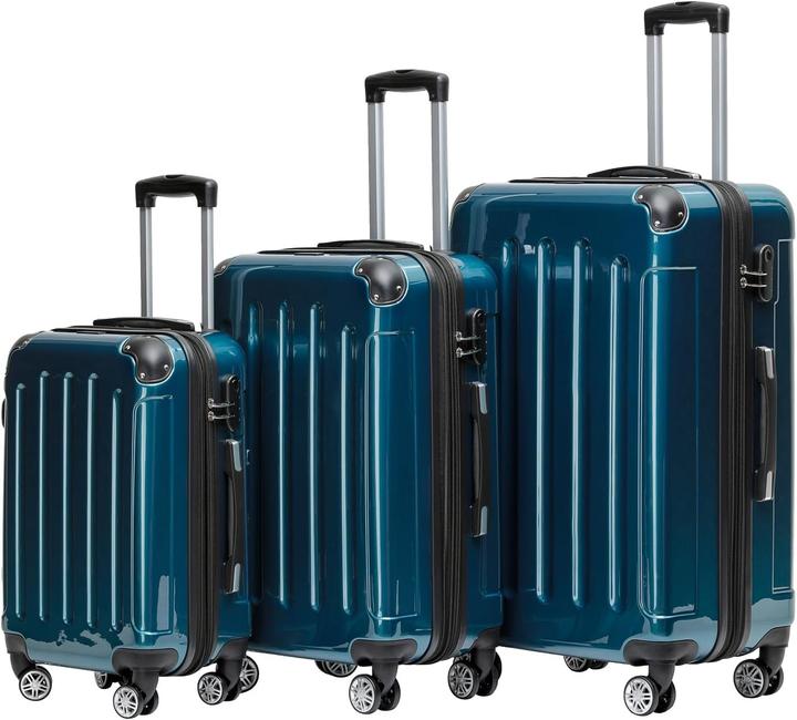 Produktbild Beibye 3-teiliges Hartschalen Kofferset mit Zwillingsrollen (Handgepäck (bis 50l), M (50 - 90l), XL (ab 115l))