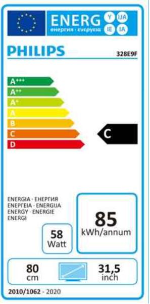 Energie-Label Philips E-line 328E9FJAB/00 (2560 x 1440 Pixel, 31.50")