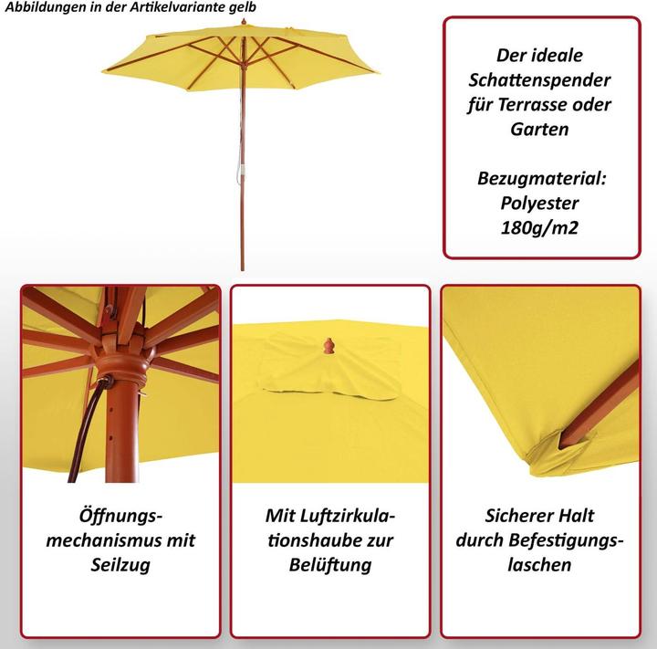 Actual product image Mendler Parasol Florida, garden umbrella market umbrella, Ø 3m polyester/wood - pink (3 m)